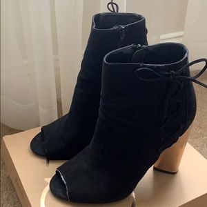 Black Booties with Gold Heel